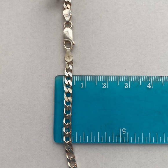 Sterling Silver Curb Link Chain Necklace 30” in Italy Solid - Picture 3 of 8